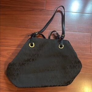 Michael Kors Black Shoulder Bag with Metallic Accents